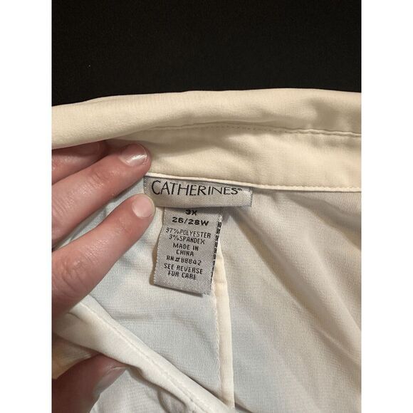 Catherines Tunic Top Women's Plus Size 3X Solid White‎ Blouse - Picture 3 of 5